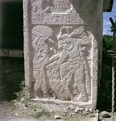 Dintel tallado, del fondo del templo de las Máscaras, Período Clásico Tardío (600-900 d.C.) de Mayan